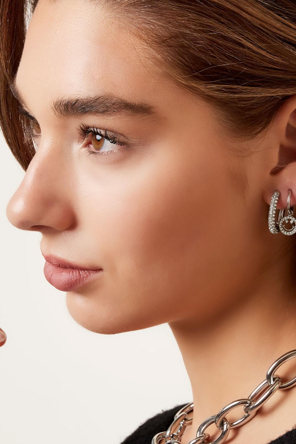 Ohrringe oval mit Zirkonia Goldfarbe Edelstahl