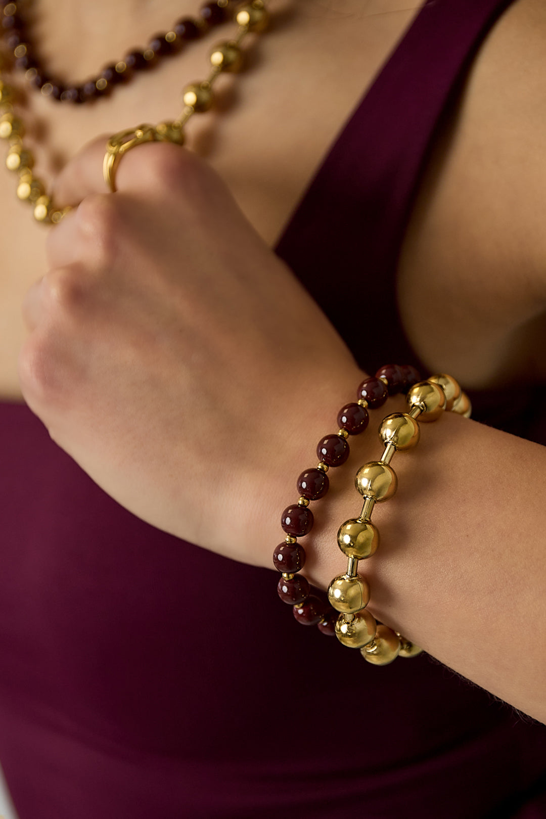 Edelstahl-Perlenarmbänder, schlichte und lässige Serie, Damenschmuck