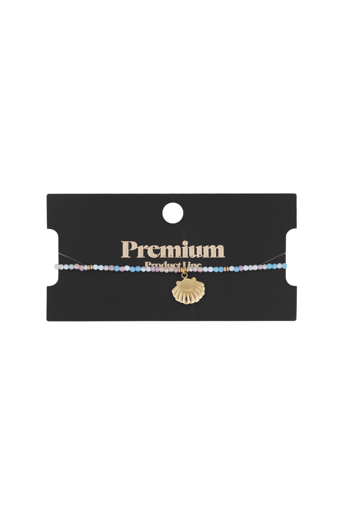 Buntes Muschelarmband - Blaugold