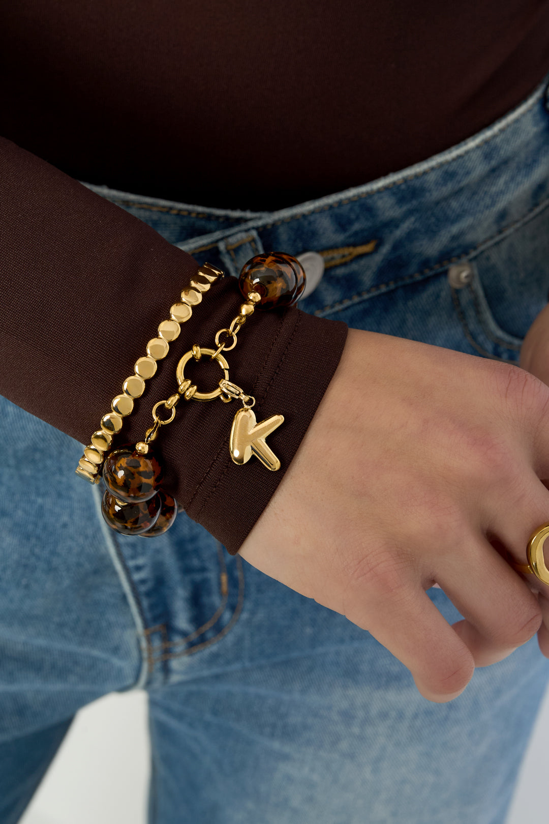 Acrylperlenarmbänder Leopardenmuster Casual Daily Simple Series Damenschmuck-16mm