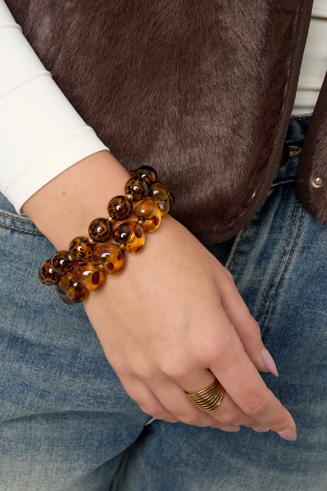 Acrylperlenarmbänder Leopardenmuster Retro Daily Classic Series Damenschmuck