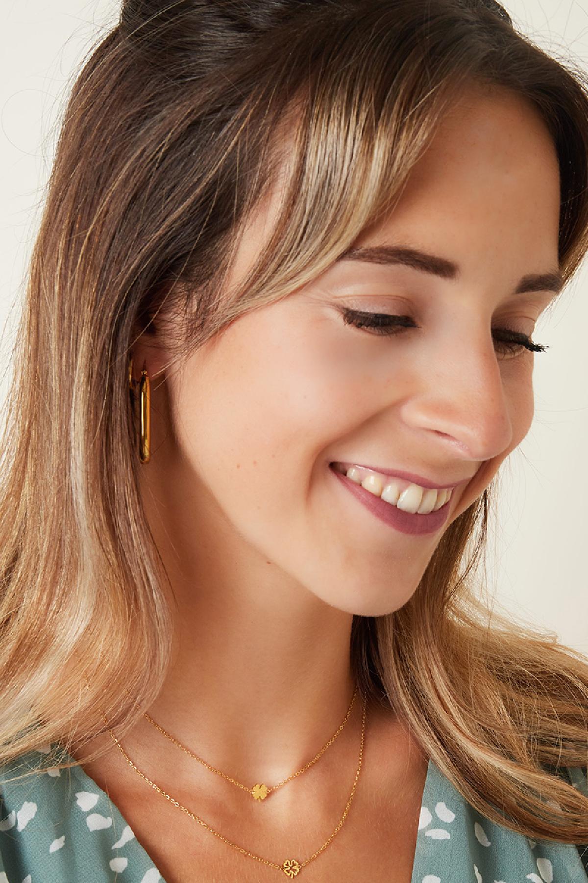 Halskette offener Klee Goldfarbe Edelstahl