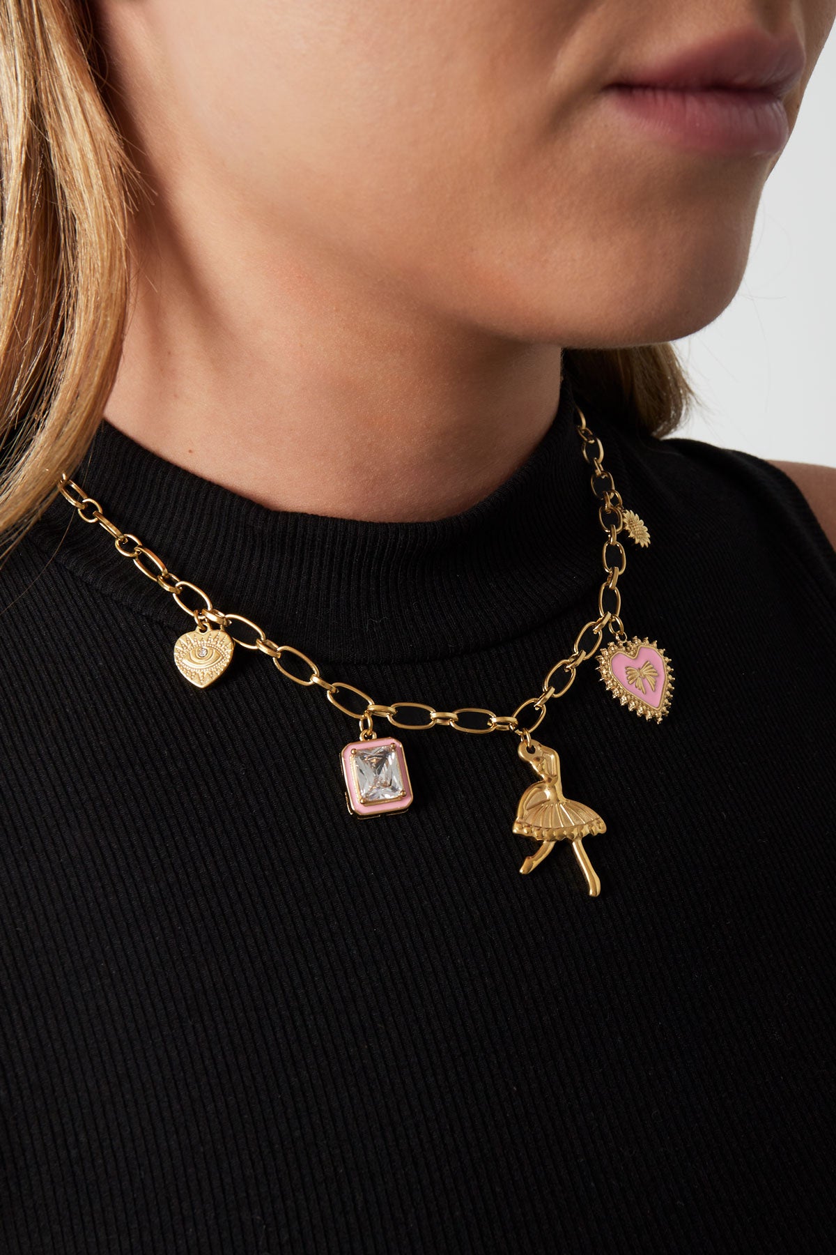 Charm-Halskette bunte Tänzerin - Roségoldfarben