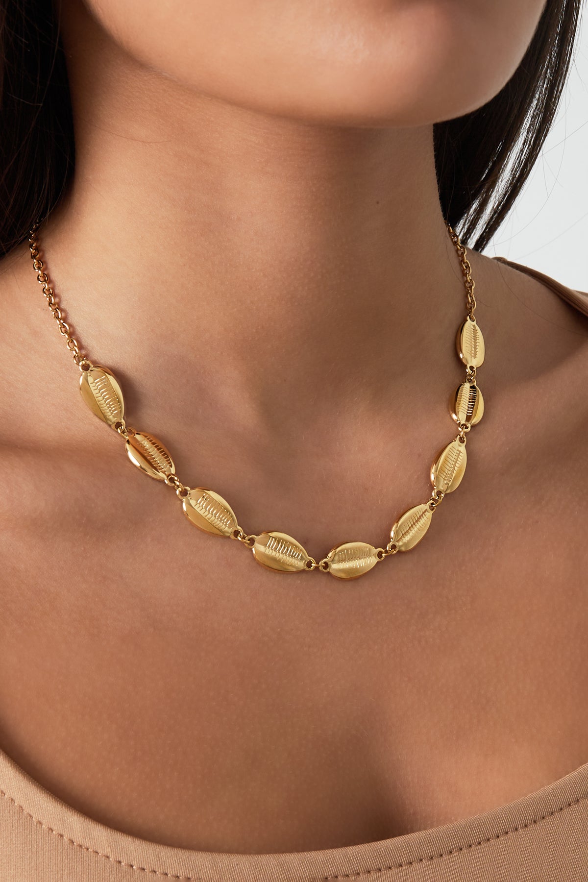 Muschel-Überdosis-Halskette – Goldfarben