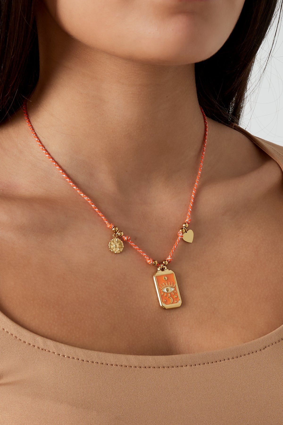 Halskette mit Eclipse-Charm - Orangegold