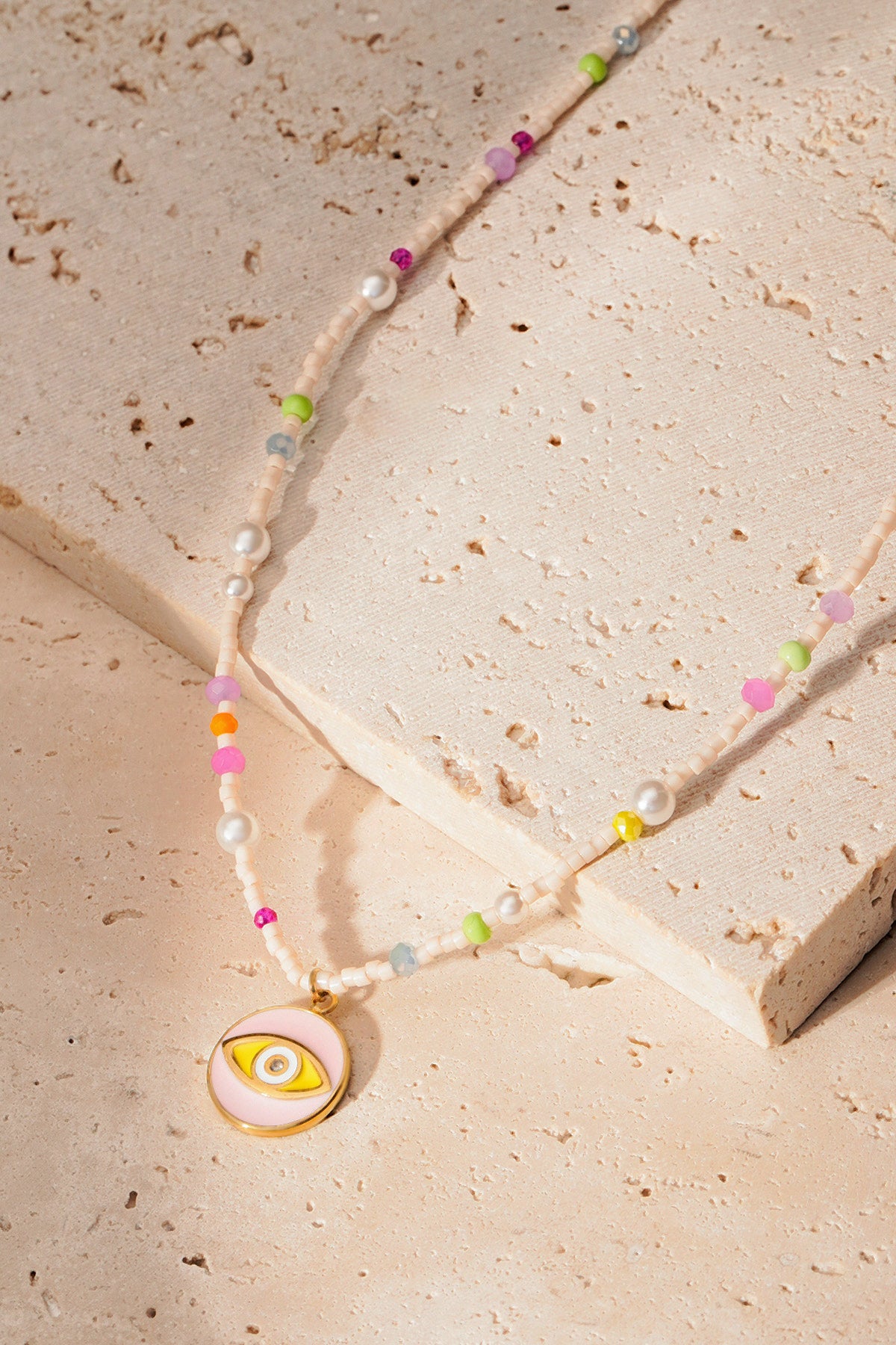 All eyes on you Halskette – Rosa mehrfarbig