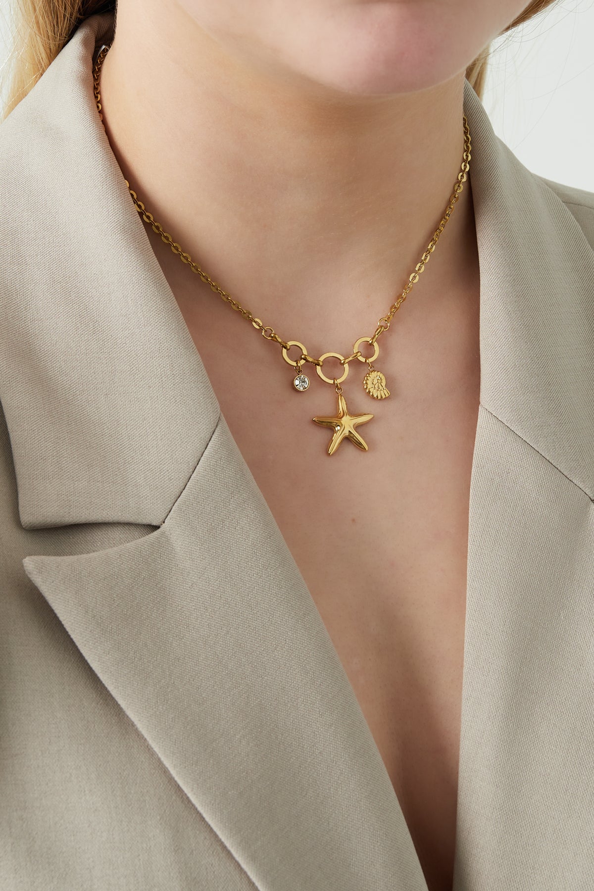 Charm-Halskette „I Sea You“ – Goldfarben