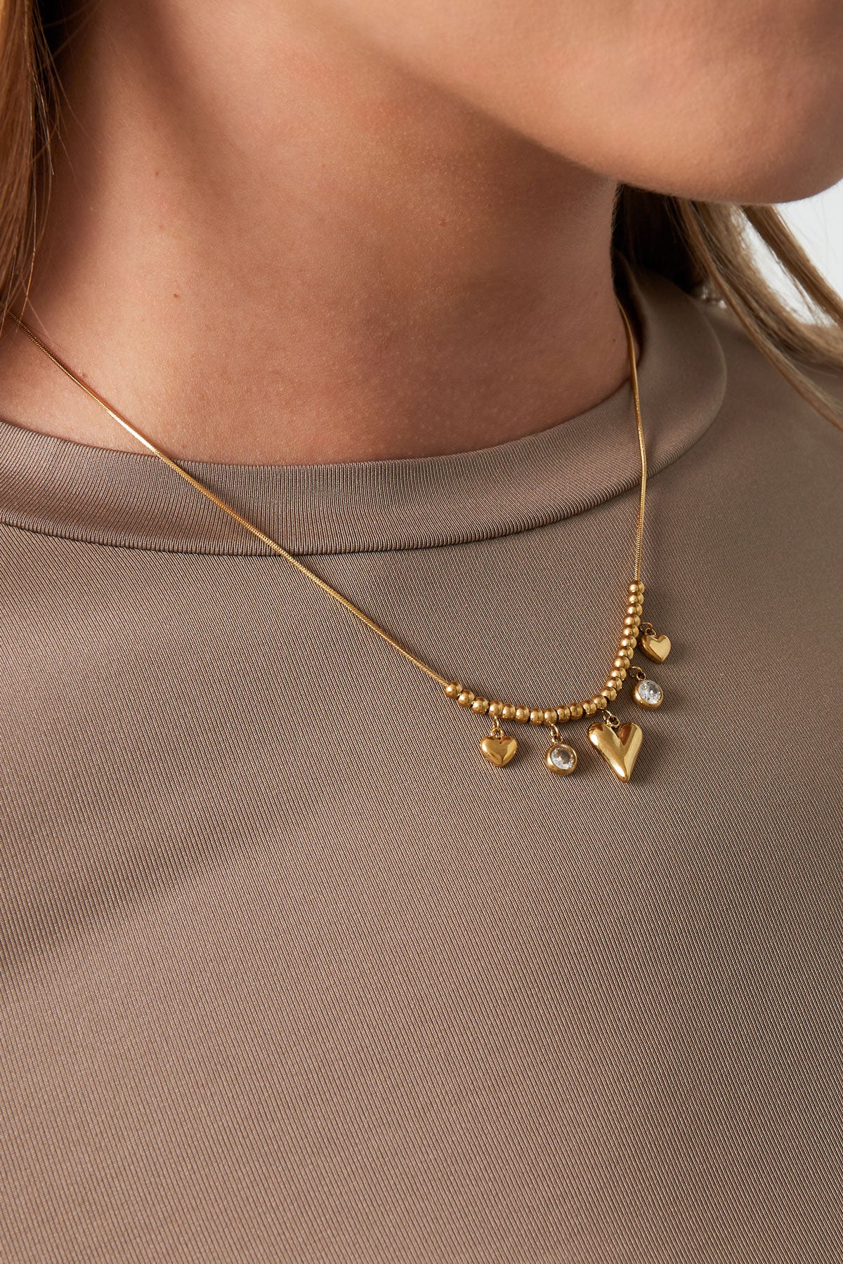 Schimmernde Herzkette - Goldfarben