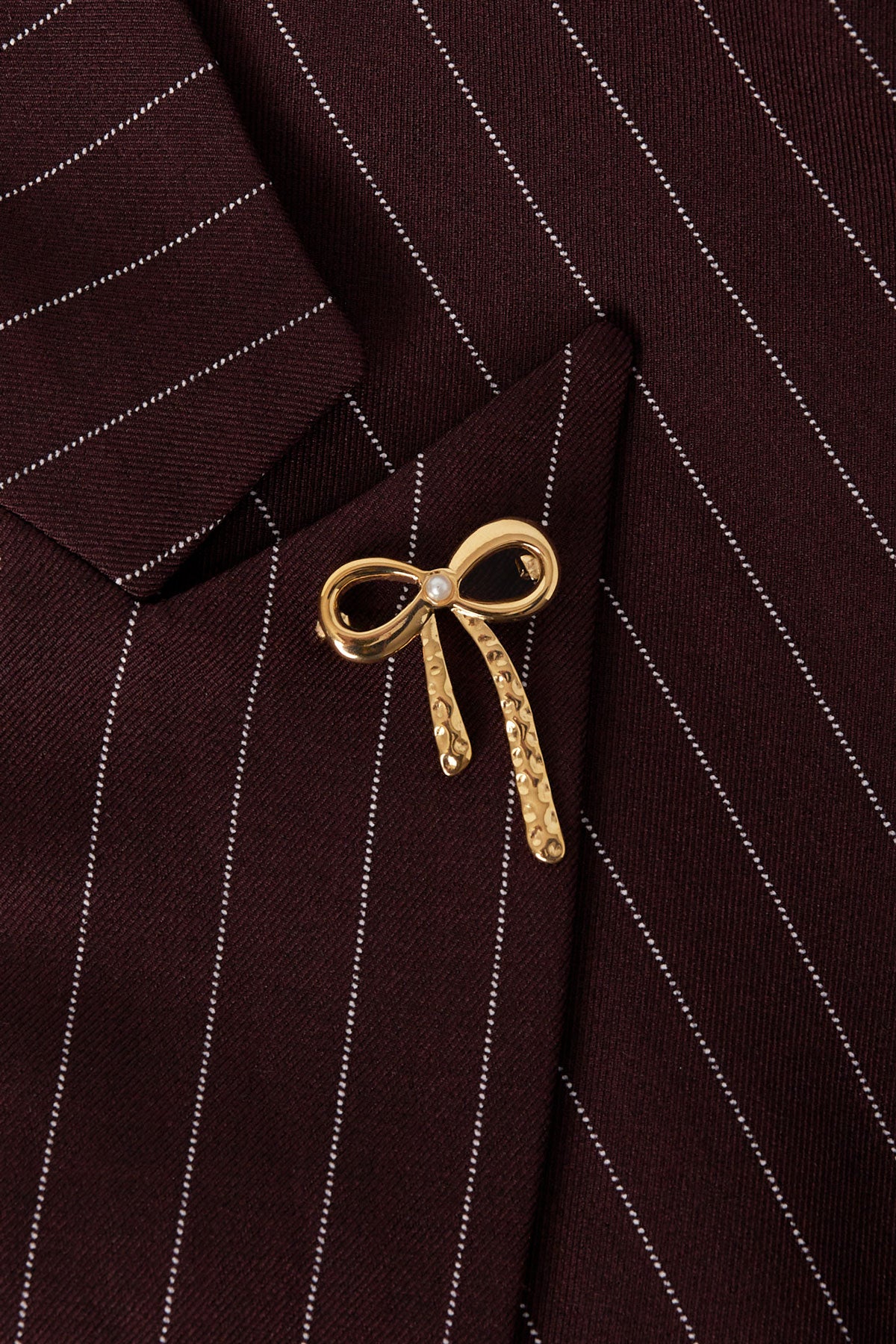 Brosche Perlenschleife - Goldfarben