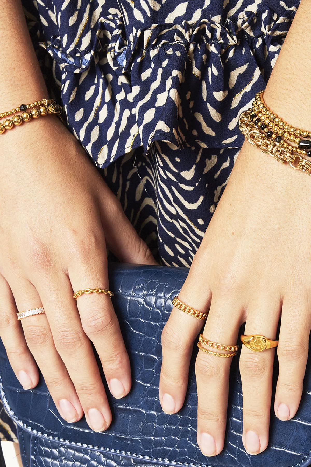 Armband Große Perlen Goldfarbe Edelstahl-6MM