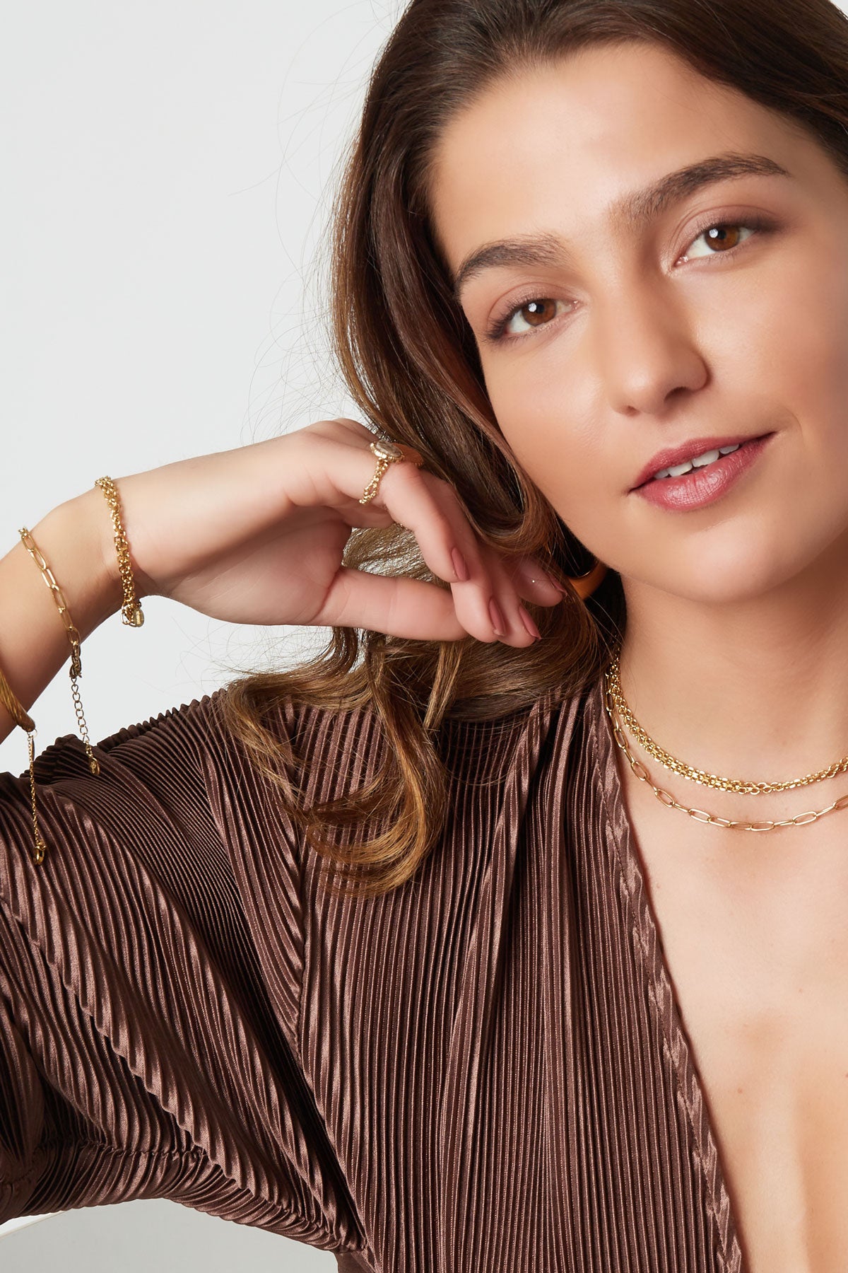 Gliederarmband Basic Goldfarbe Edelstahl