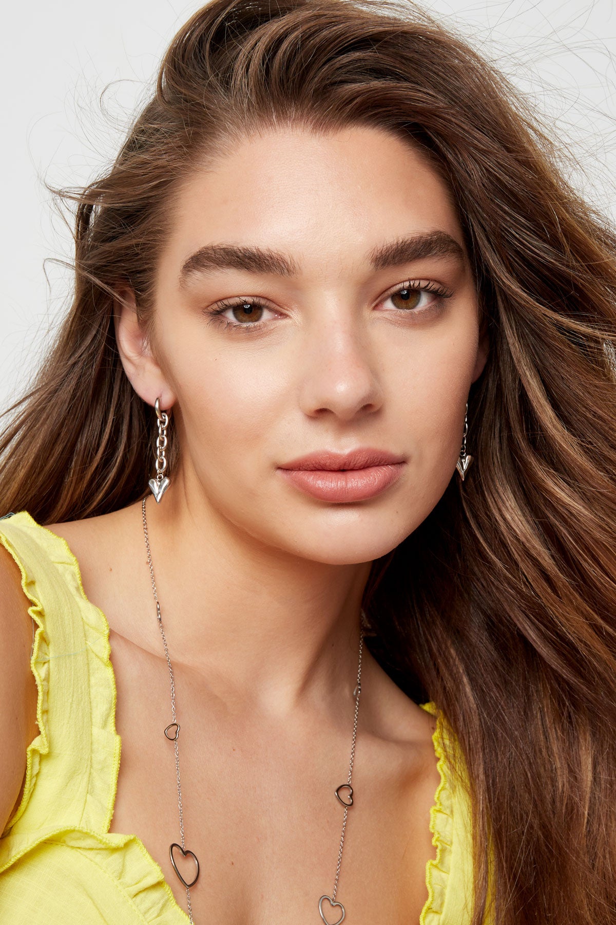 Ohrringe Link & Herz – goldfarbener Edelstahl