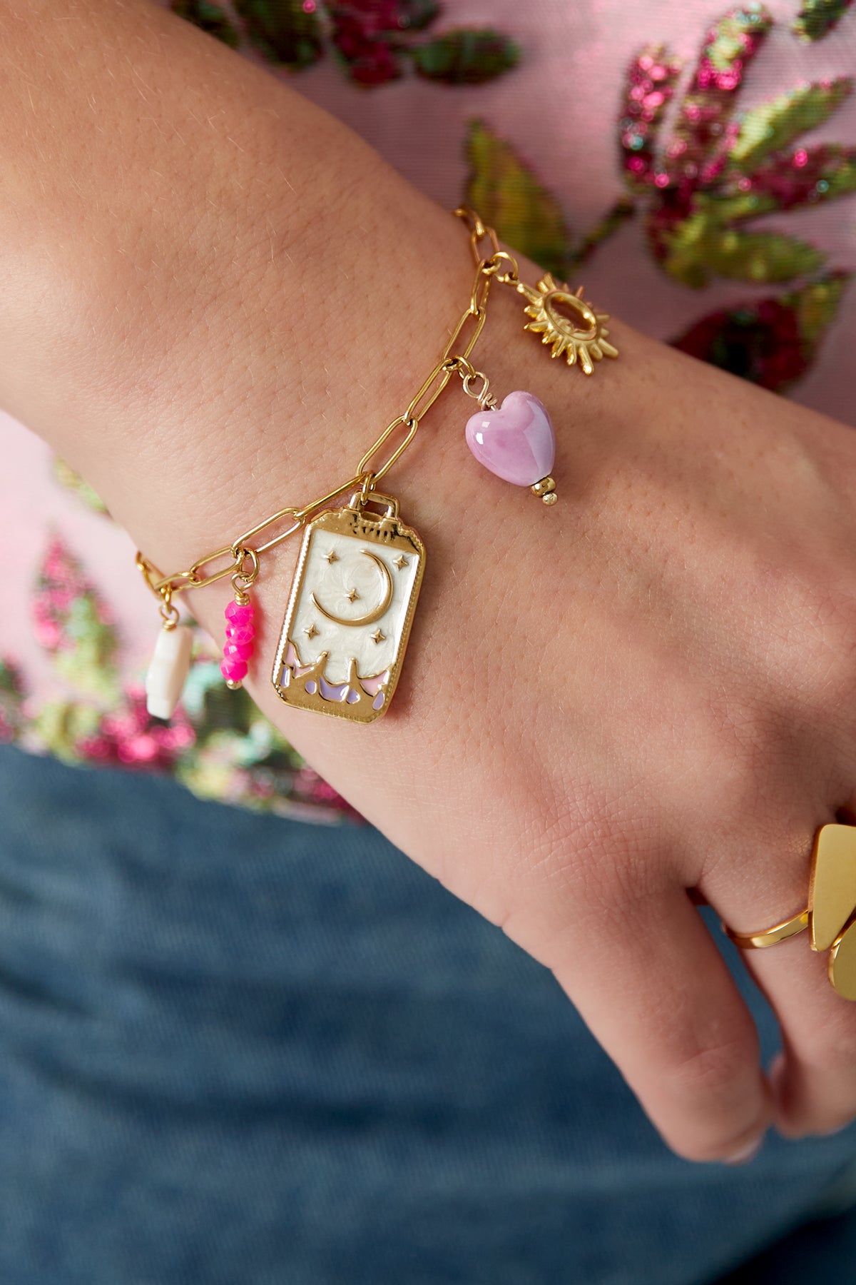 Charm-Armband kleiner Mond - Goldfarben