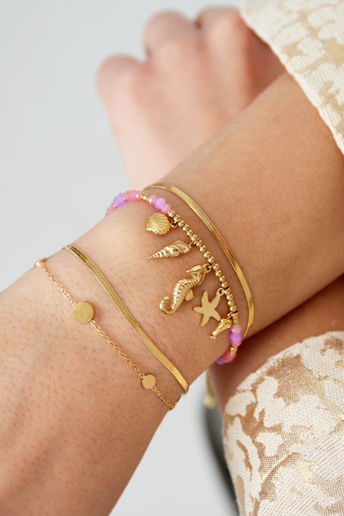 Doppeltes Münzarmband - Goldfarben