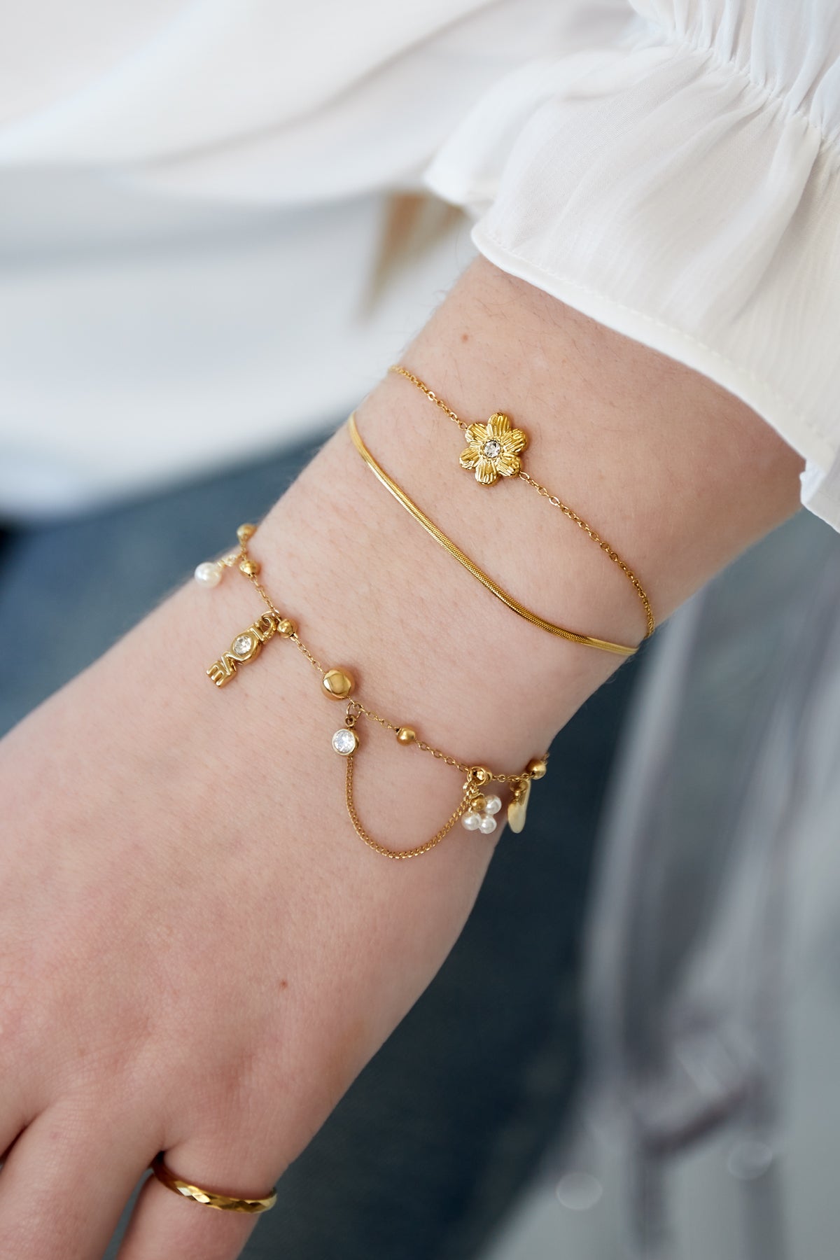 Blumenliebesarmband - Silberfarben