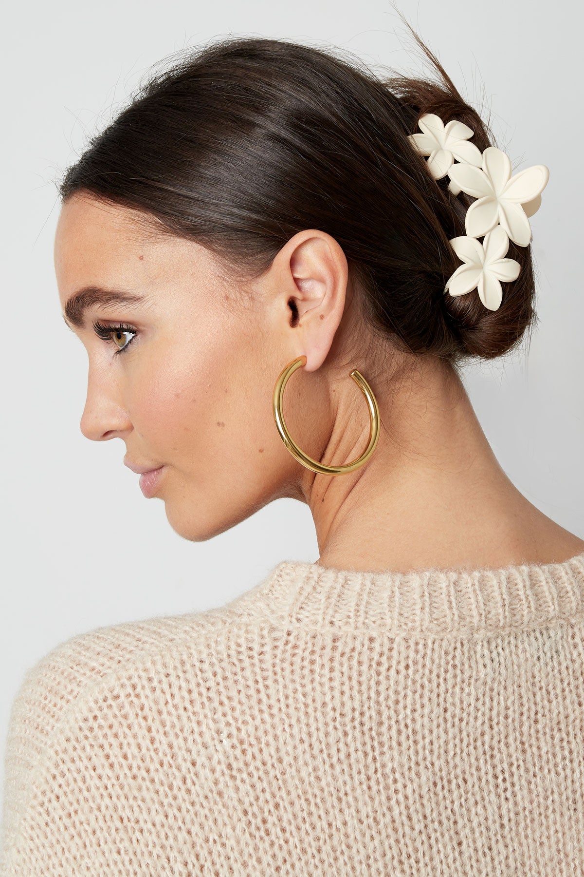 Haarspange mit großen Blumen – Zuckerwatte-Rosa