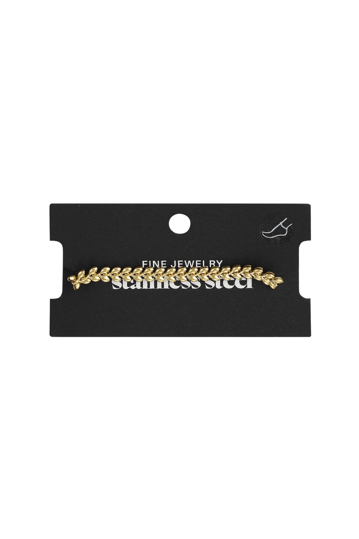 Fußkettchen Blätter Goldfarbe Edelstahl