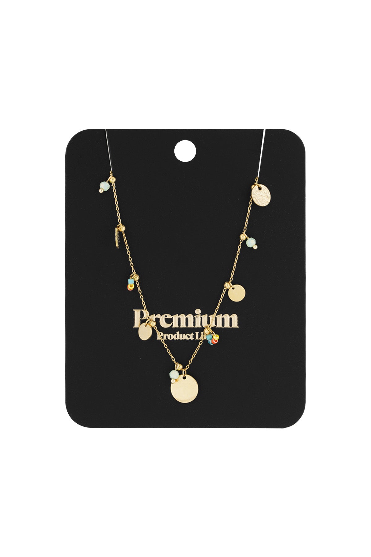 Halskette mit farbigen Pop-Münzen – Farbe Gold