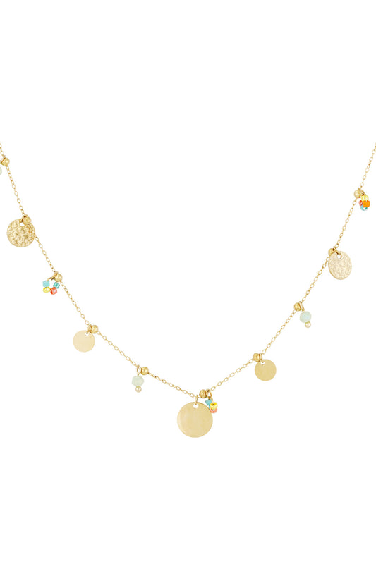 Halskette mit farbigen Pop-Münzen – Farbe Gold