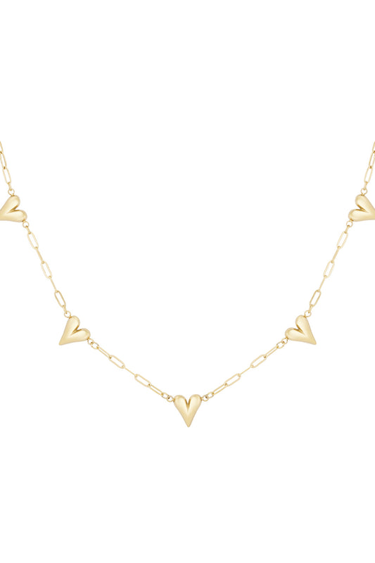 Halskette mit aufgefalteten Herzen - Goldfarben