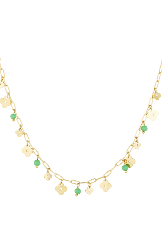 Halskette Kleeblatt Basic - Grüngoldfarben