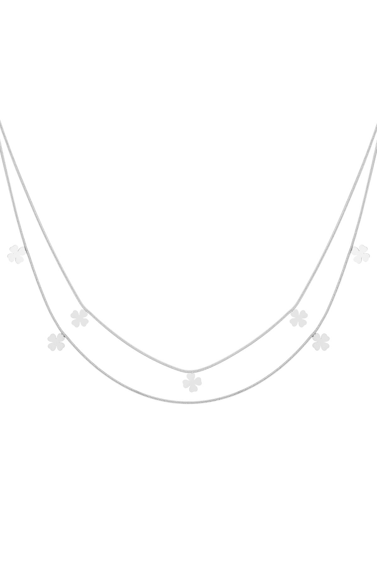halskette mit doppeltem kleeblatt –