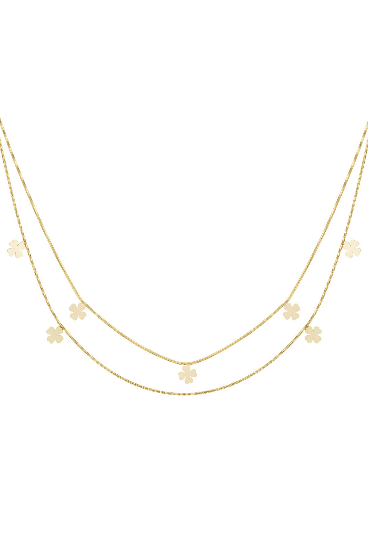 halskette mit doppeltem kleeblatt –