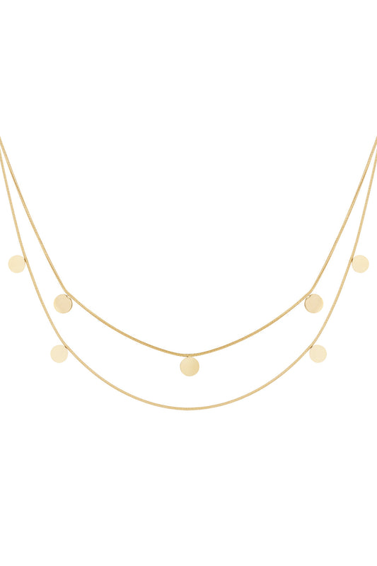 Doppelte Halskette mit Münzen - Goldfarben
