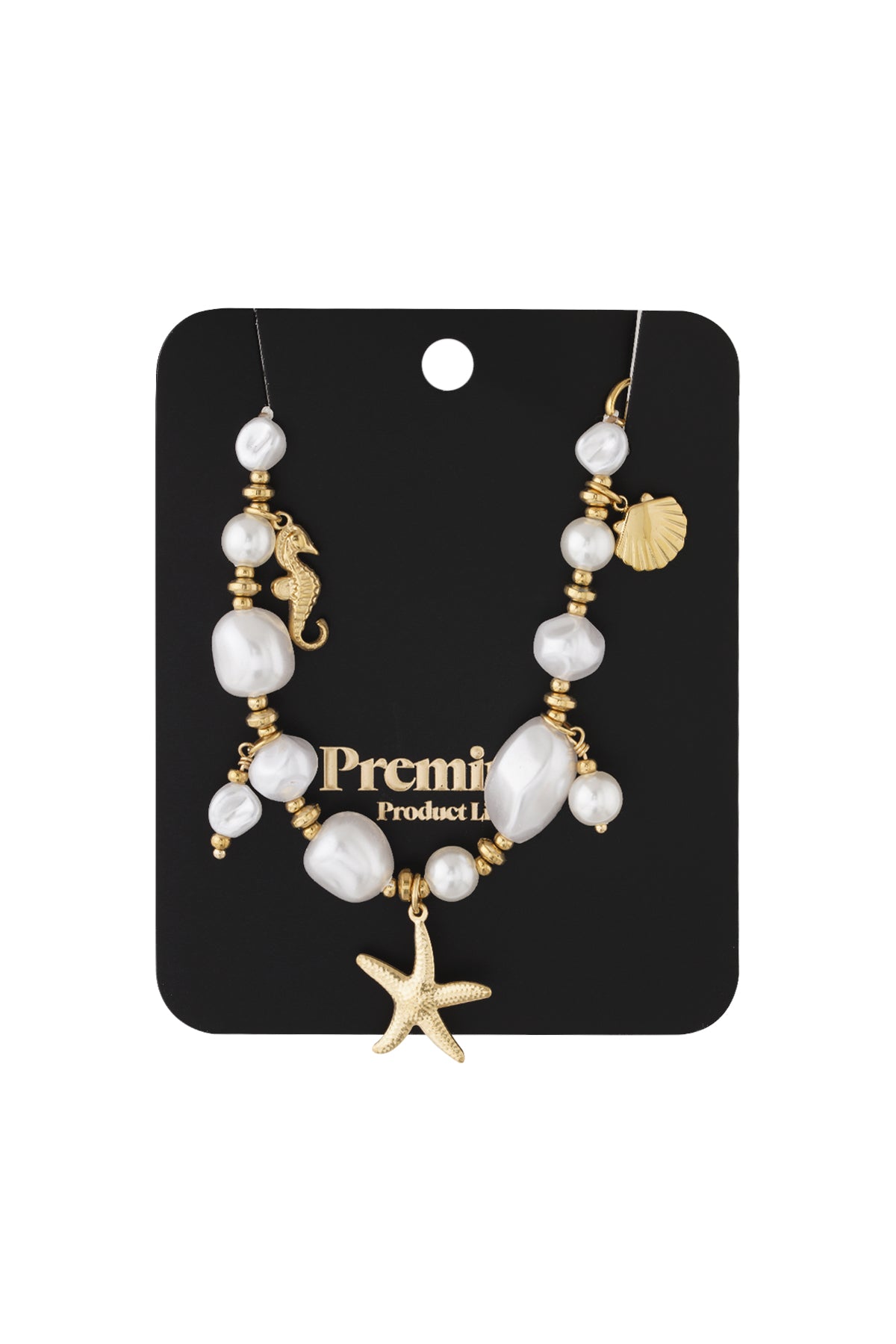 Halskette mit Meeresorganismen – Goldfarben