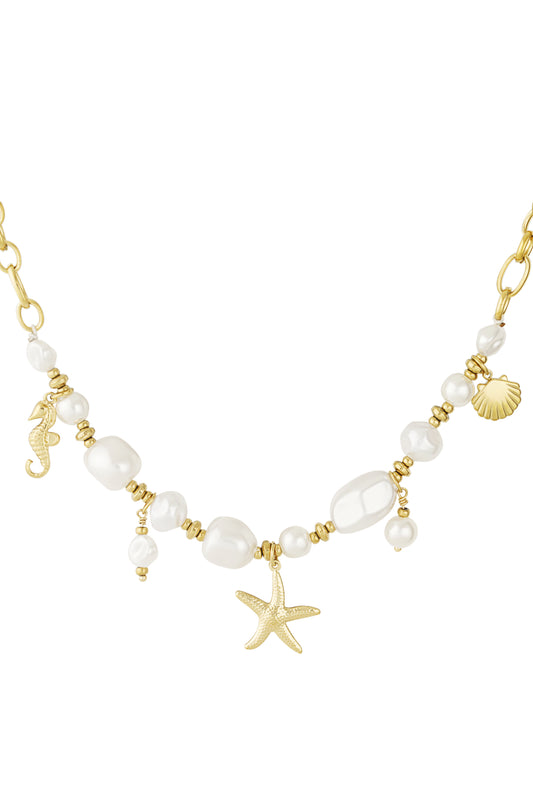 Halskette mit Meeresorganismen – Goldfarben