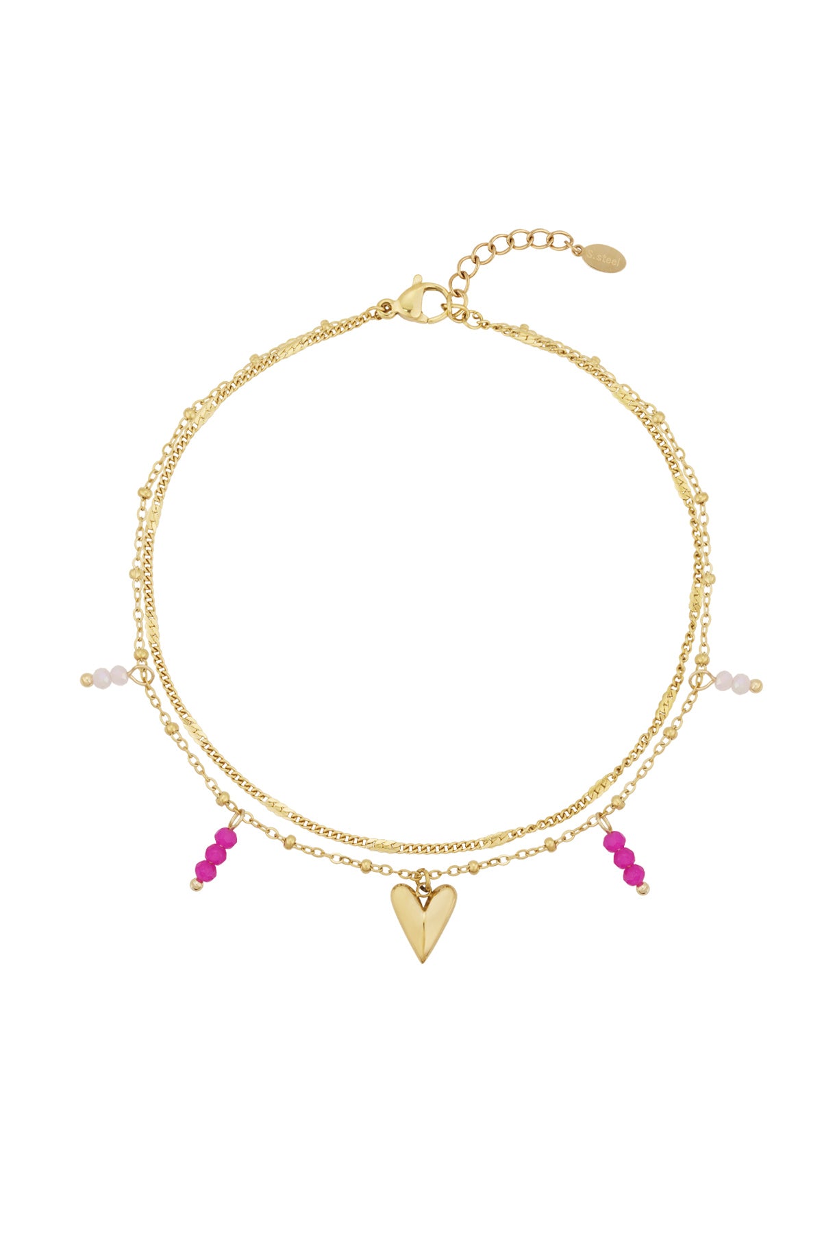 Double Love Fußkettchen - Silberfarben