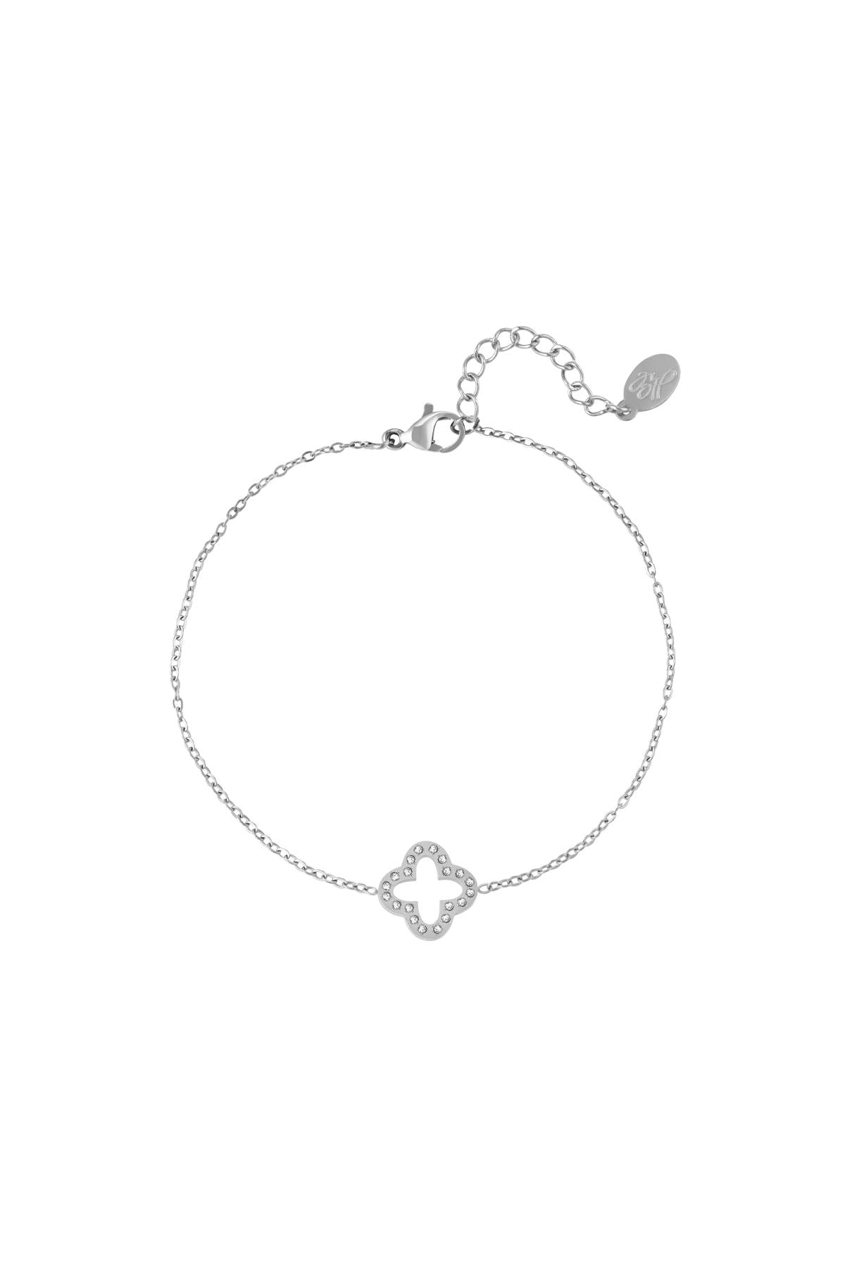 Armband Kleeblatt mit Zirkonsteinen Goldfarbe Edelstahl