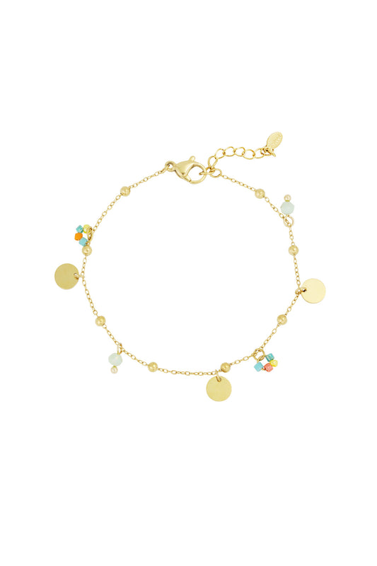 Armband mit farbigen Pop-Münzen – Farbe Gold