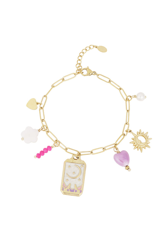 Charm-Armband kleiner Mond - Goldfarben