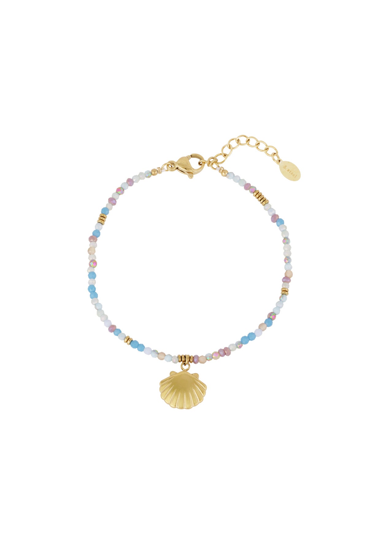 Buntes Muschelarmband - Blaugold