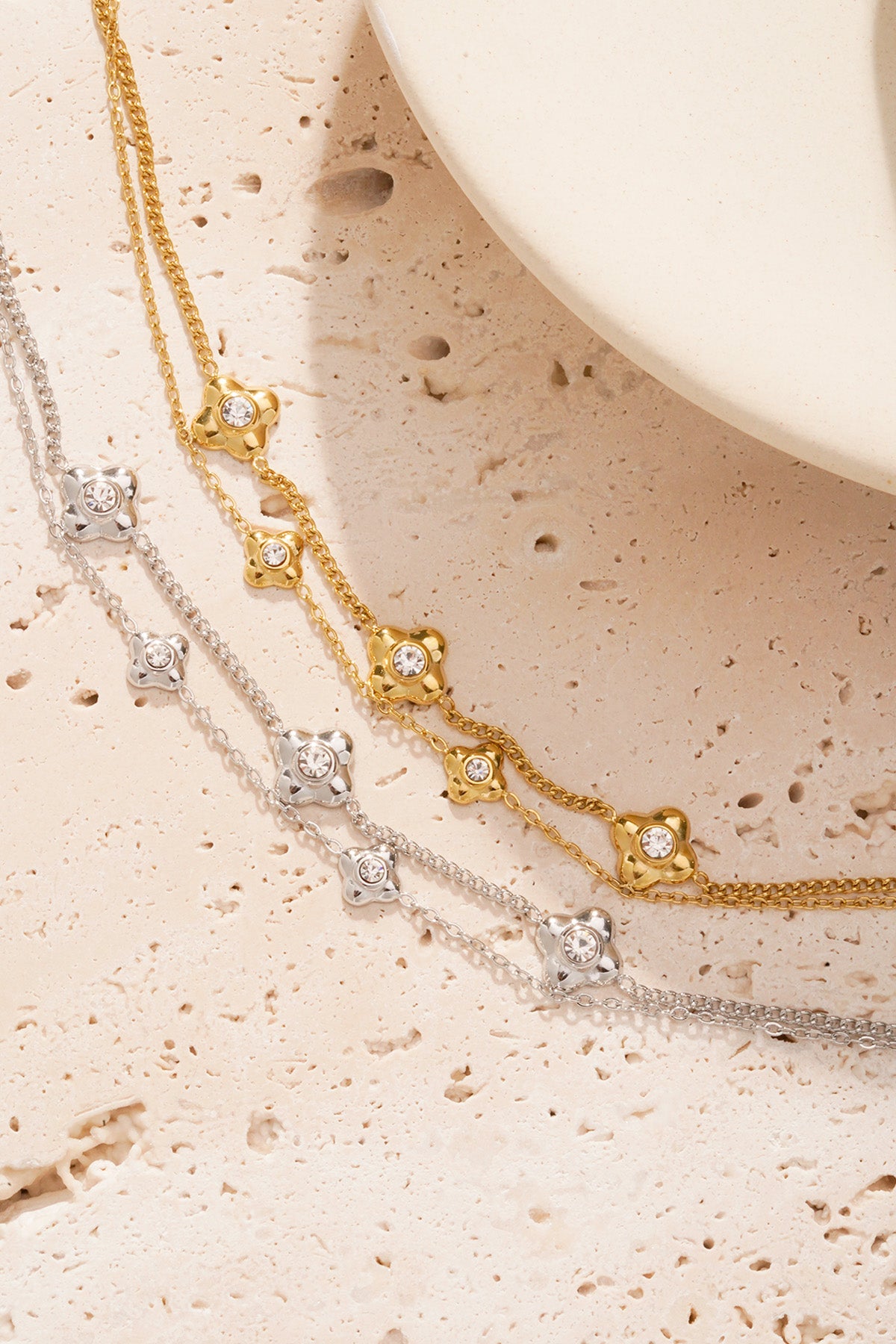 Blumenarmband - Silberfarben