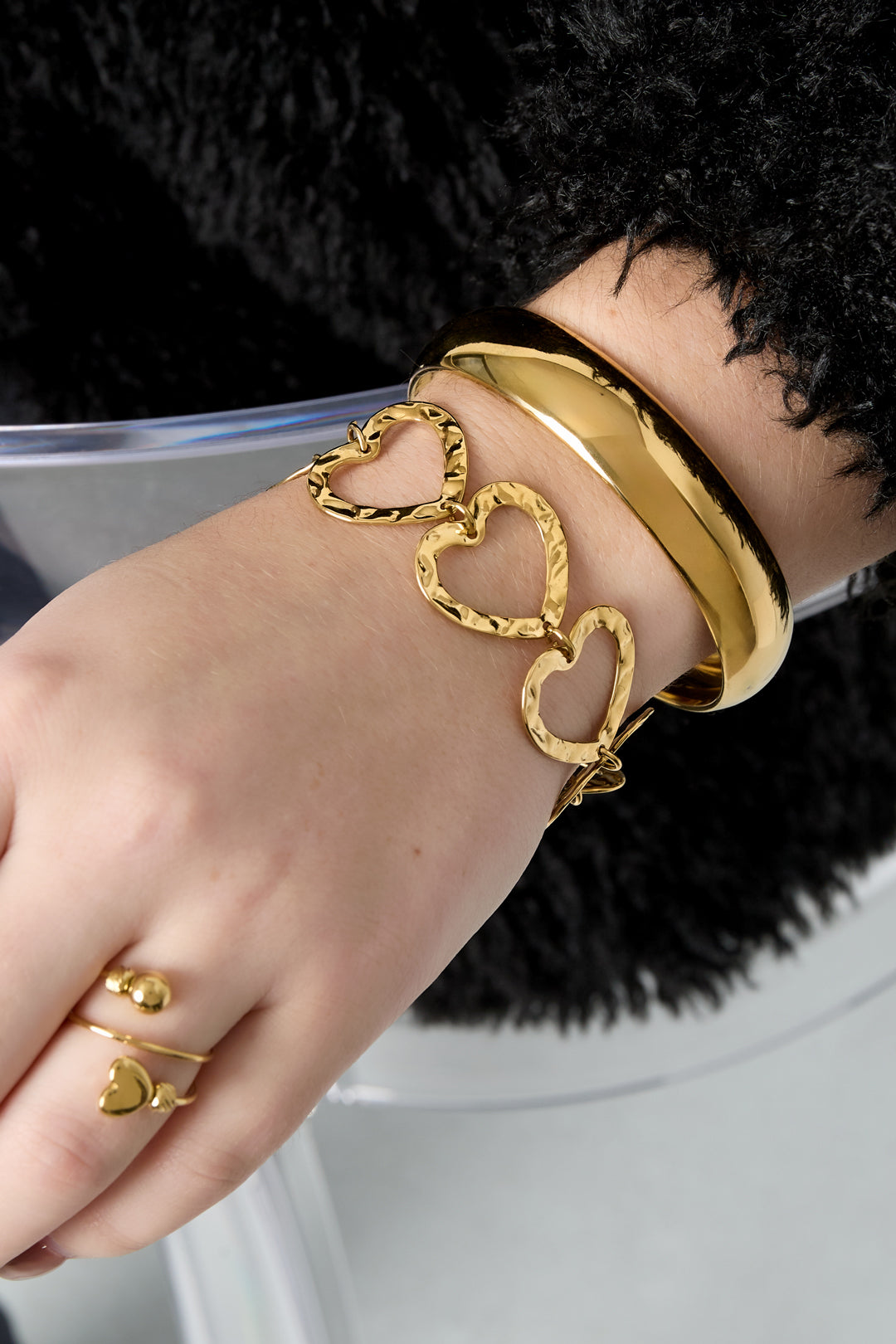 Edelstahl-Kettenarmbänder Herz Casual Daily Simple Series Damenschmuck