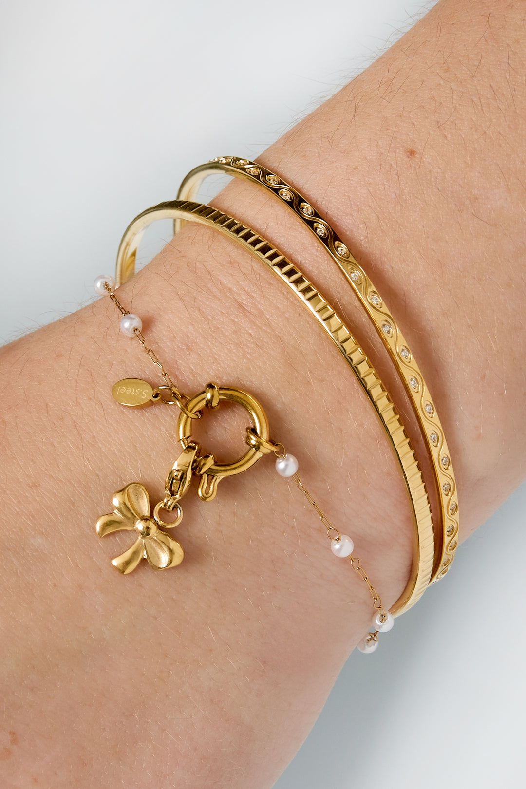 Edelstahl Armreifen Geometrische Casual Täglichen Einfache Serie frauen schmuck