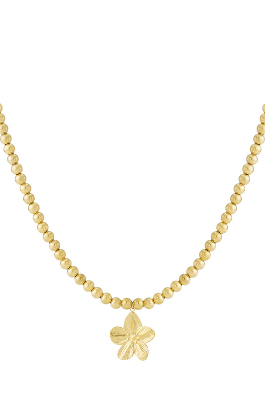 8mm Hohlperlenkette mit einer Blume