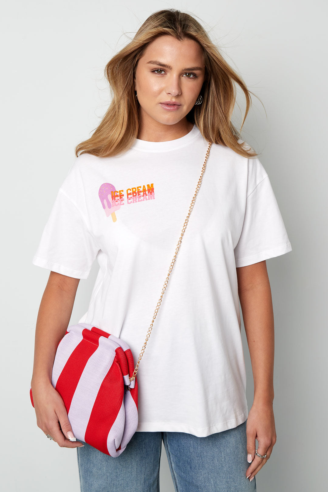 Gestreifte Strandclutch