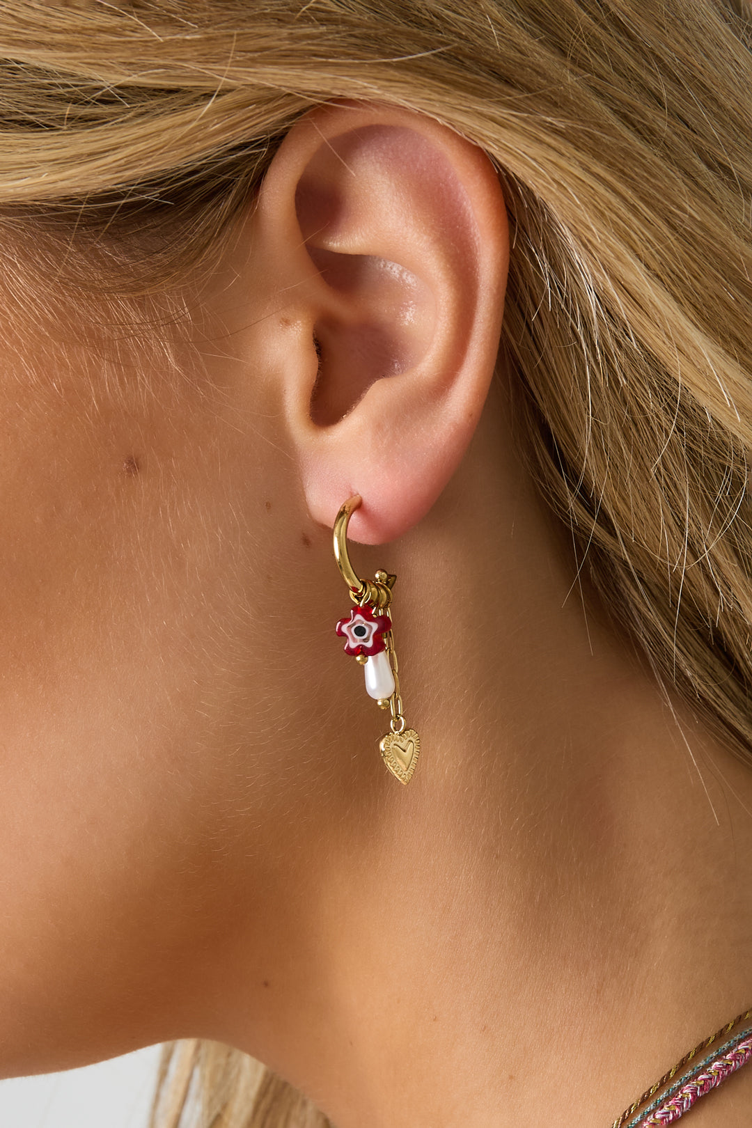 Edelstahl-Ohrhänger mit Herz-Motiv, lässig, täglich, einfache Serie, Damenschmuck