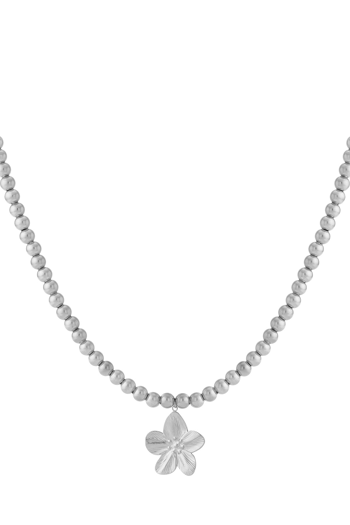 8mm Hohlperlenkette mit einer Blume