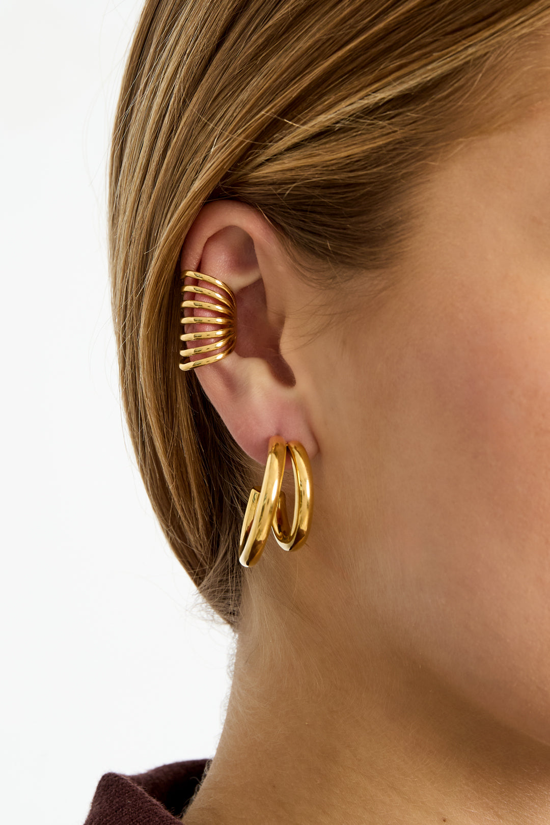 Edelstahl-Ohrmanschetten, Linien, Casual Daily Simple Series, Damenschmuck